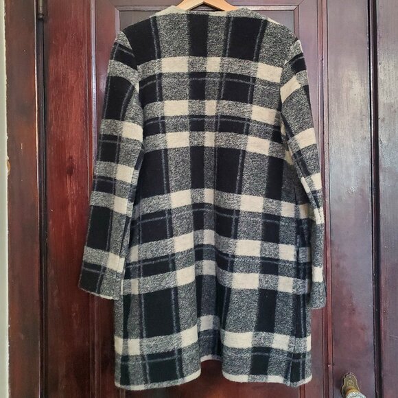 Max Studio plaid wool-blend car coat, open jacket, - Picture 2 of 4